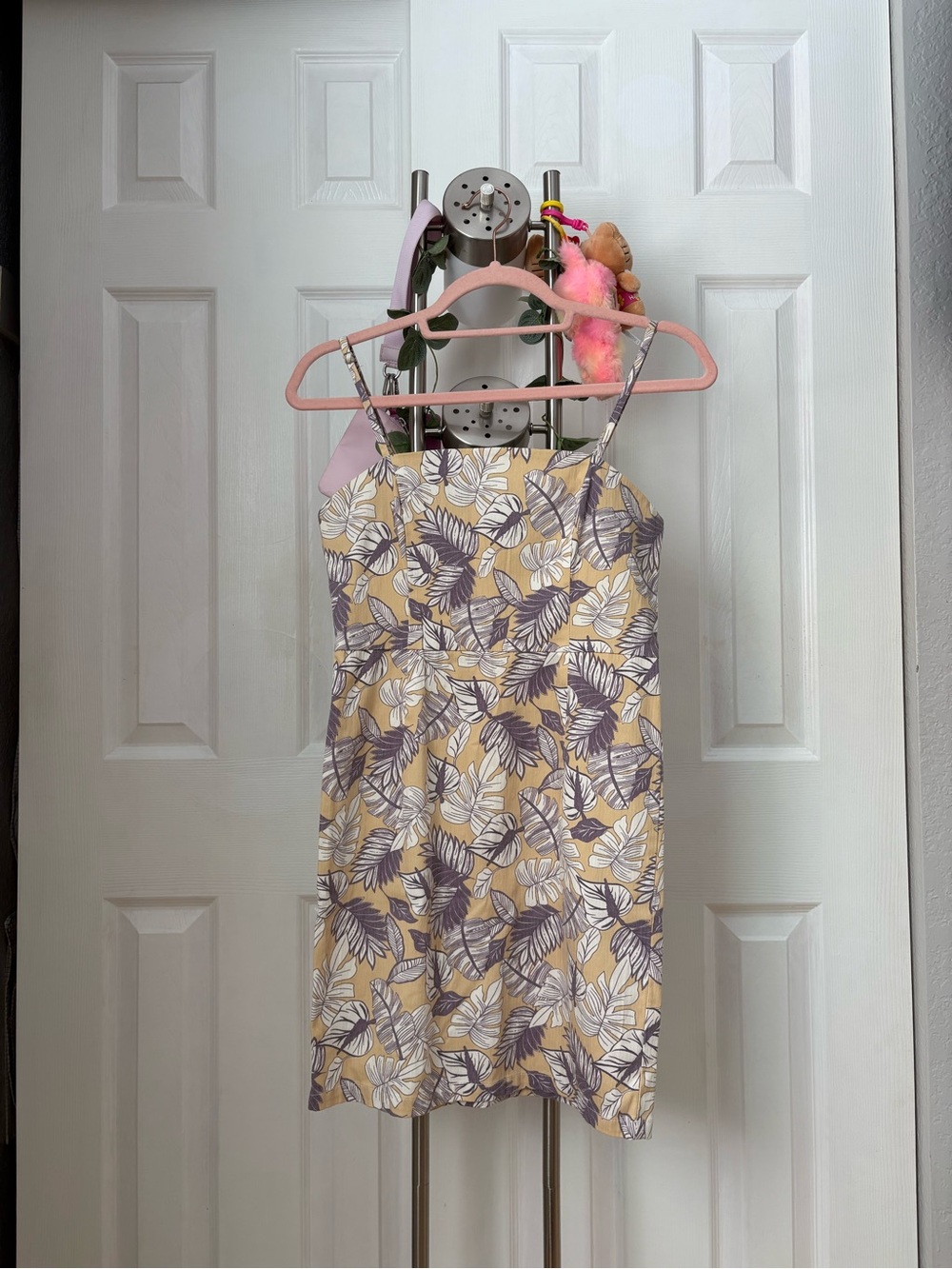 Women’s Yellow Floral Leaf Print Sundress